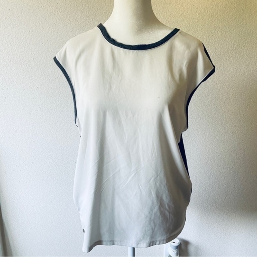 LOFT Sheer White/Grey Blouse